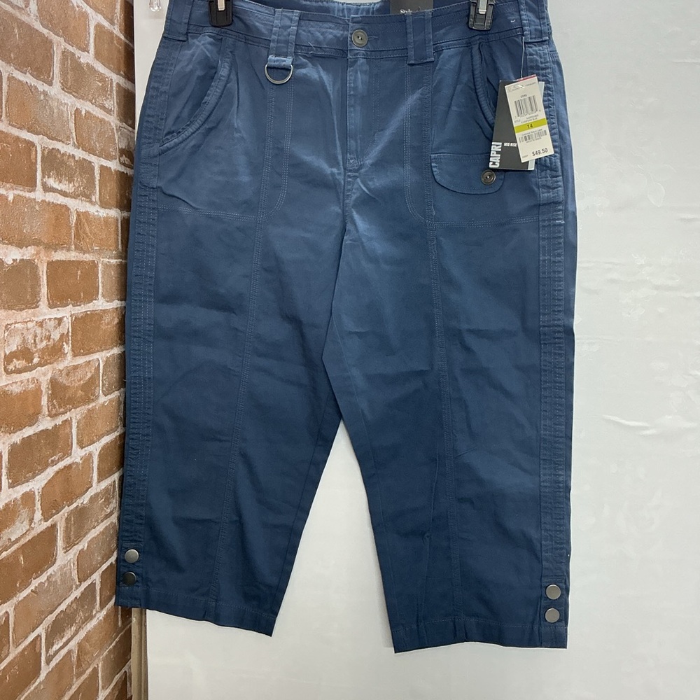 Style & Co. Navy Blue Cargo Crop Shorts with Utility Ring